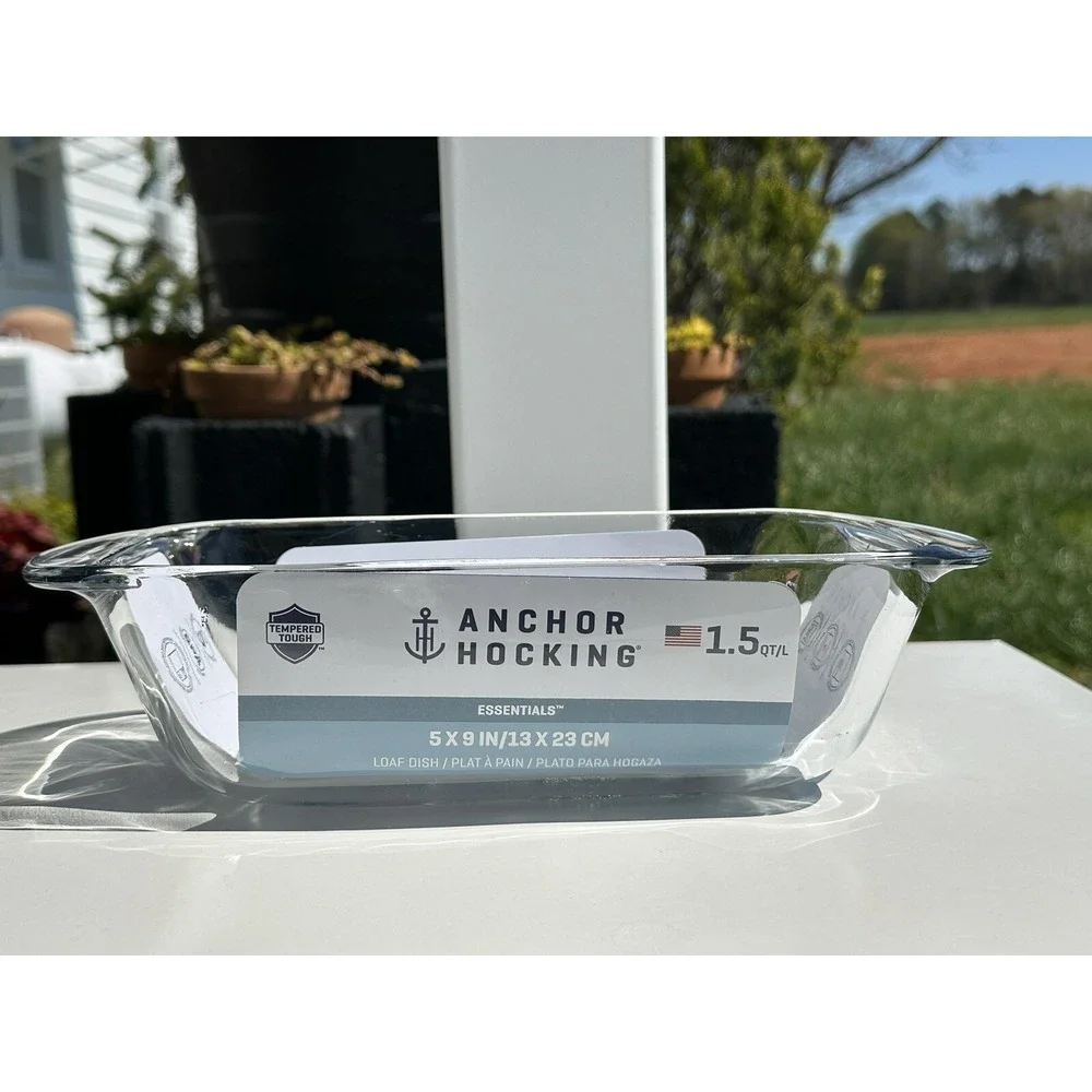New Anchor Hocking Fire King Bakeware Clear‎ Glass Loaf Pan 1.5 Quart SZ 5